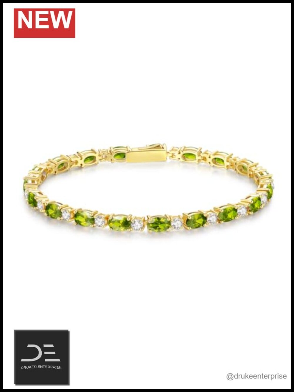 14K Gold Plated Sterling Silver Birthstone Tennis Bracelet Women 7"
